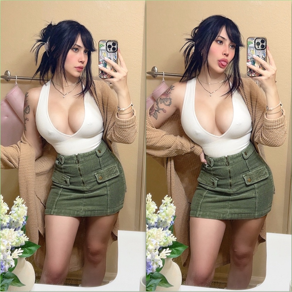 Olive Green Corduroy Mini Skirt